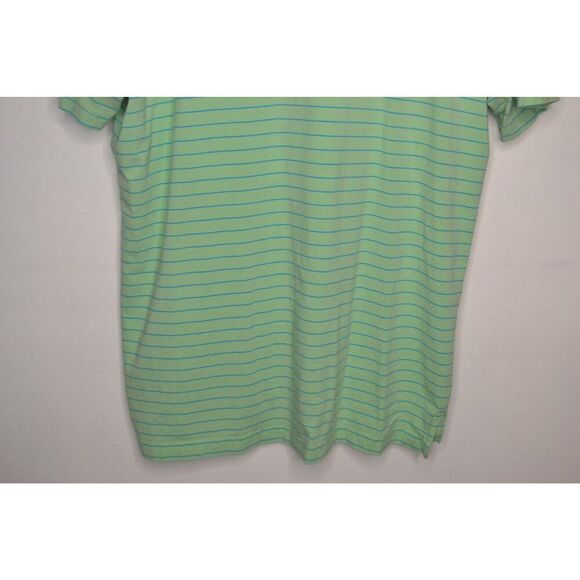 Peter Millar Men's Large Green Striped Golf Polo Shirt -READ - Picture 6 of 10